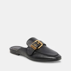 Santel Flats Black Leather