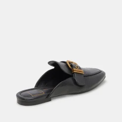 Santel Flats Black Leather