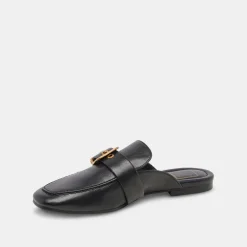 Santel Flats Black Leather