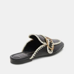 Santel Stitch Flats Black Leather