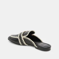 Santel Stitch Flats Black Leather