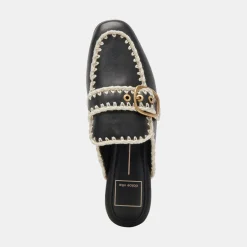 Santel Stitch Flats Black Leather