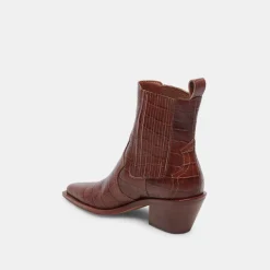 Senna Booties Walnut Embossed Leather