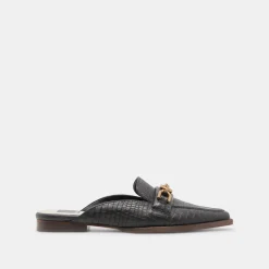 Sidon Flats Noir Embossed Leather