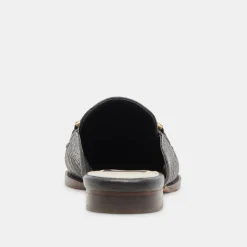 Sidon Flats Noir Embossed Leather