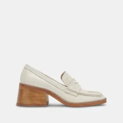 Talie Loafers Ivory Embossed Leather