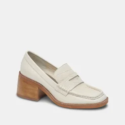 Talie Loafers Ivory Embossed Leather