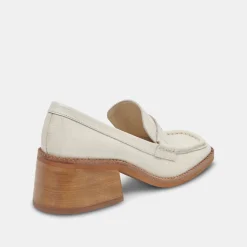 Talie Loafers Ivory Embossed Leather