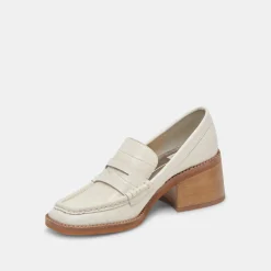 Talie Loafers Ivory Embossed Leather