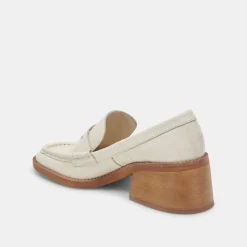 Talie Loafers Ivory Embossed Leather