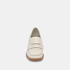 Talie Loafers Ivory Embossed Leather