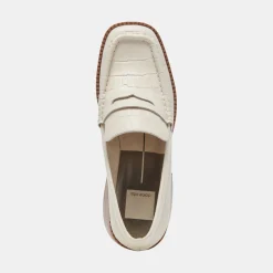 Talie Loafers Ivory Embossed Leather