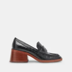 Talie Loafers Noir Embossed Leather