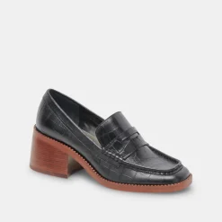 Talie Loafers Noir Embossed Leather