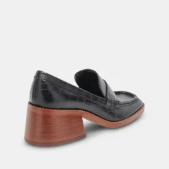 Talie Loafers Noir Embossed Leather