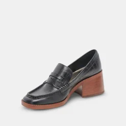 Talie Loafers Noir Embossed Leather