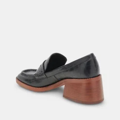 Talie Loafers Noir Embossed Leather