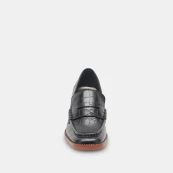 Talie Loafers Noir Embossed Leather
