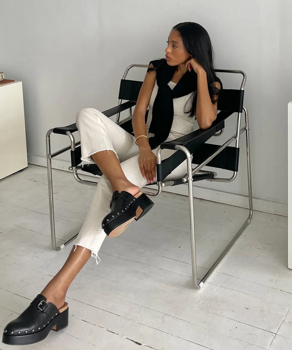 Yevan Clogs Black Leather