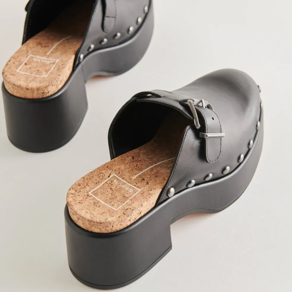 Yevan Clogs Black Leather