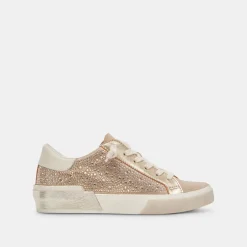 Zina Crystal Sneakers Gold Suede