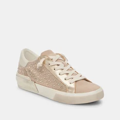 Zina Crystal Sneakers Gold Suede