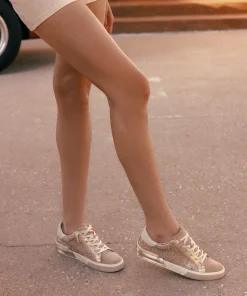 Zina Crystal Sneakers Gold Suede