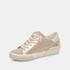 Zina Crystal Sneakers Gold Suede