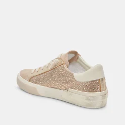 Zina Crystal Sneakers Gold Suede