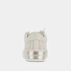 Zina Patch Sneakers White Stripe Raffia