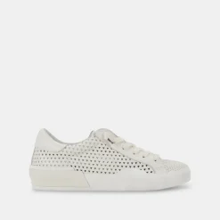 Zina Perforated Sneakers White Perforated Leather