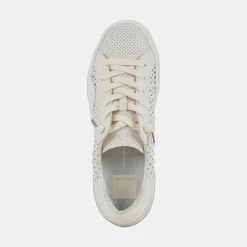 Zina Perforated Sneakers White Perforated Leather