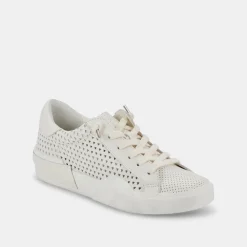 Zina Perforated Sneakers White Perforated Leather