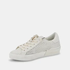 Zina Perforated Sneakers White Perforated Leather