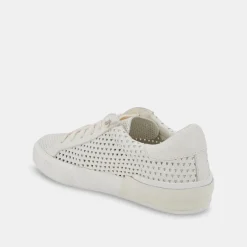 Zina Perforated Sneakers White Perforated Leather