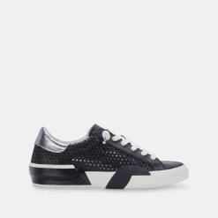 Zina Perforated Sneakers Black Perforated Leather