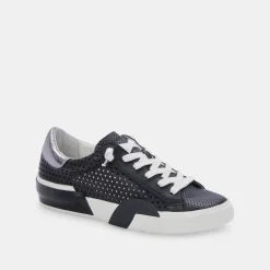 Zina Perforated Sneakers Black Perforated Leather