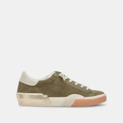 Zina Plush Sneakers Moss Perforated Suede
