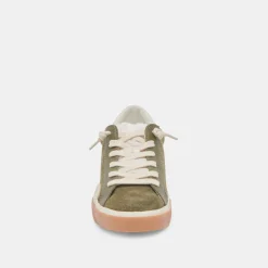 Zina Plush Sneakers Moss Perforated Suede