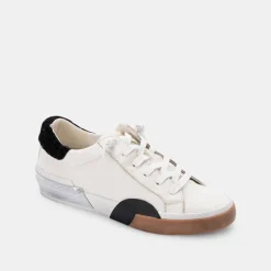 Zina Plush Sneakers White Black Leather