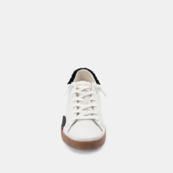 Zina Plush Sneakers White Black Leather
