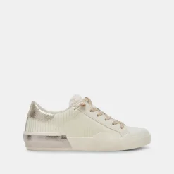 Zina Plush Sneakers White Sliced Leather