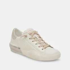Zina Plush Sneakers White Sliced Leather