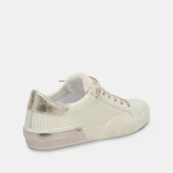 Zina Plush Sneakers White Sliced Leather
