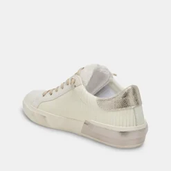 Zina Plush Sneakers White Sliced Leather