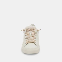 Zina Plush Sneakers White Sliced Leather