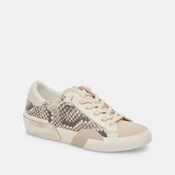 Zina Sneakers Black White Embossed Snake