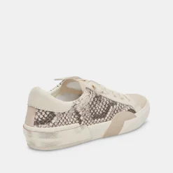 Zina Sneakers Black White Embossed Snake