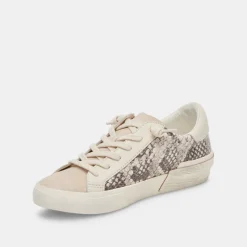 Zina Sneakers Black White Embossed Snake