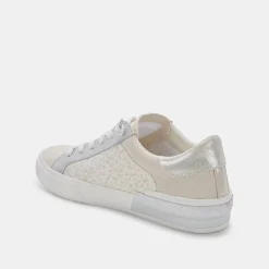 Zina Sneakers Cream Leopard Print Suede